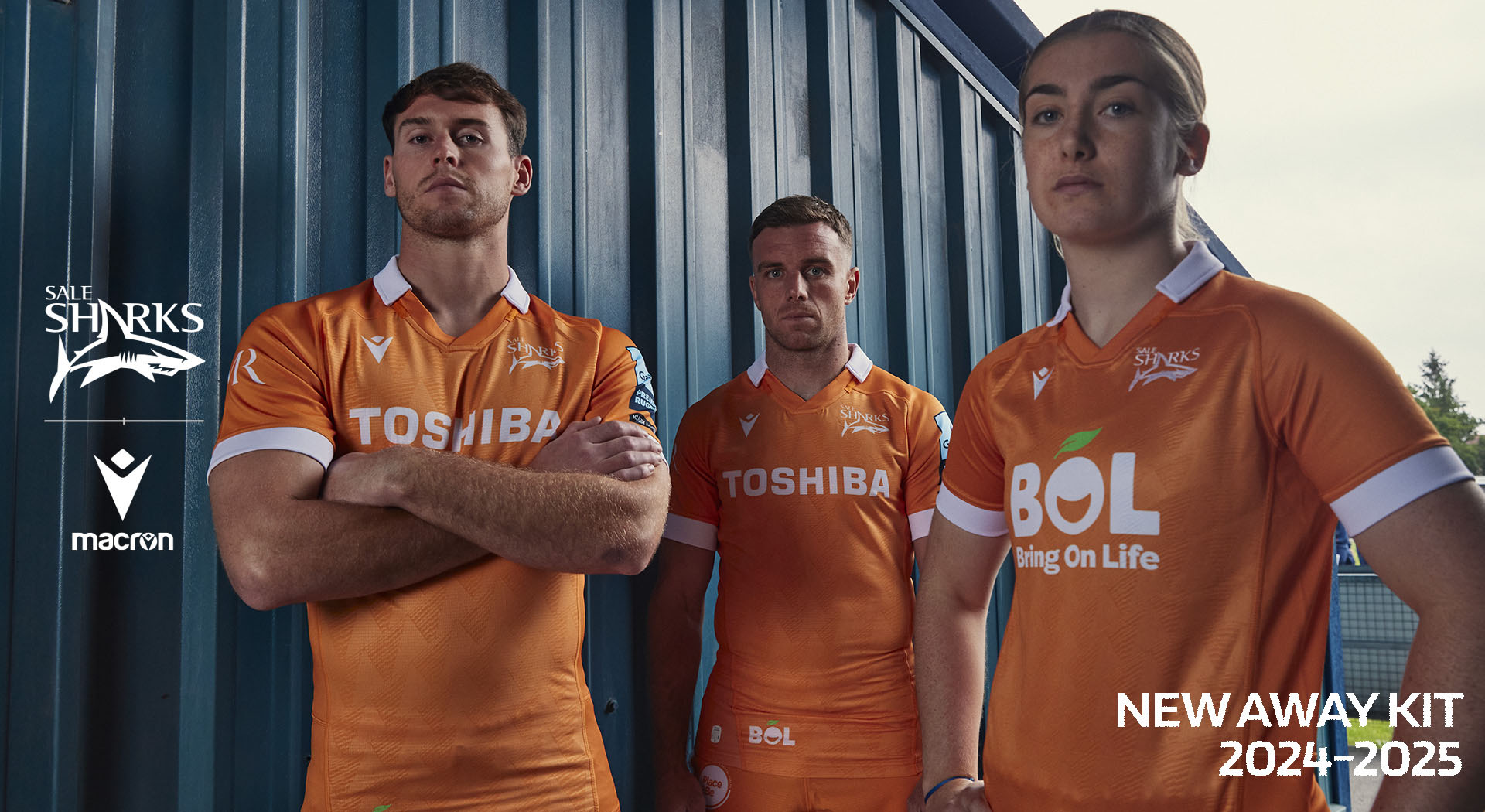 Orange and the shark fin on the new Sale Sharks Away Kits designed by Macron
